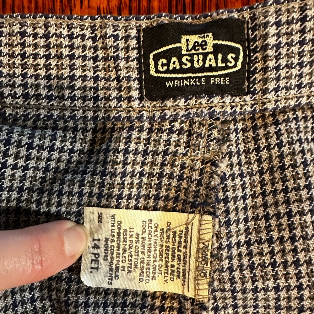 Vintage 80s LEE Casuals Houndstooth High Waisted Pants Size 14P Trousers Slacks - Picture 6 of 7